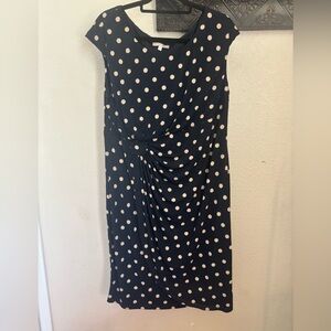Elegant navy Polka Dot Midi Dress
